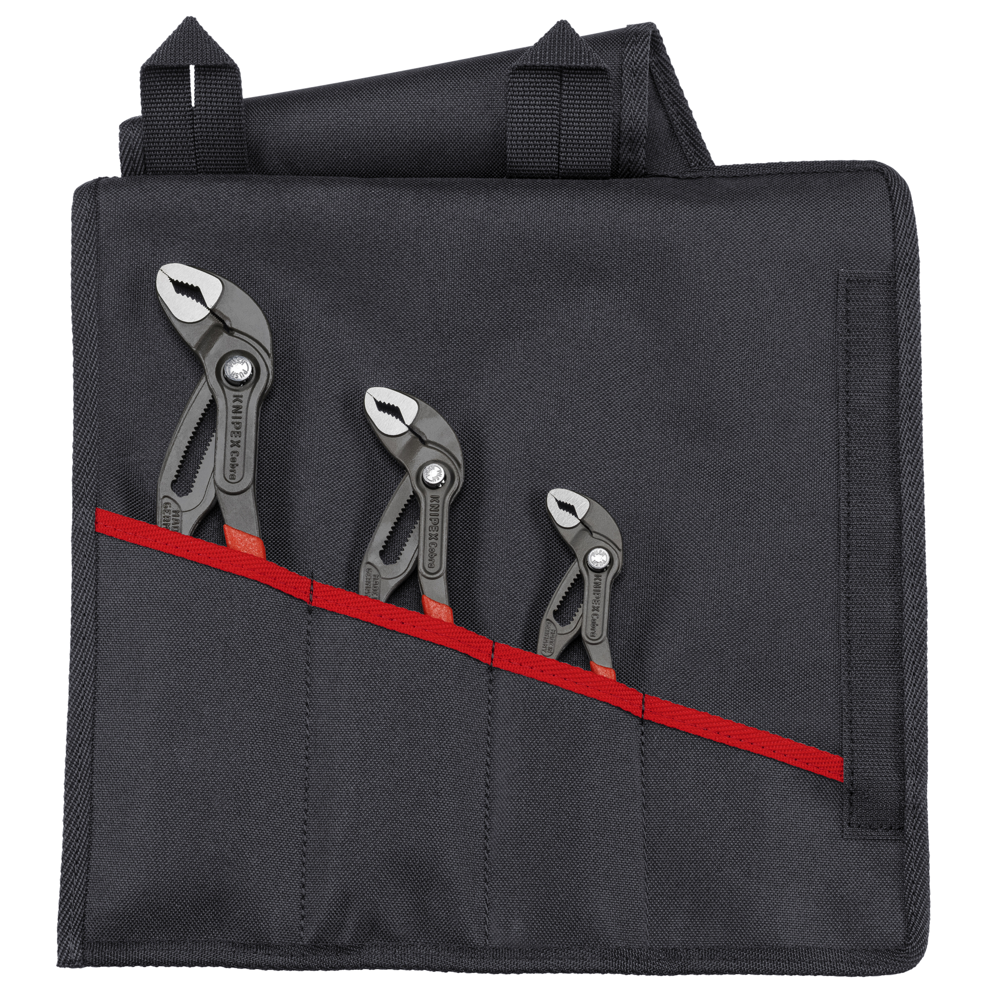 KNIPEX Cobra Water Pump Pliers Set, 3-Pc., 5in., 7.25in., 10in., Tool Roll, Steel, Model# 00 19 55 S8